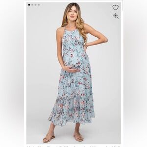 pinkblush floral maternity midi dress